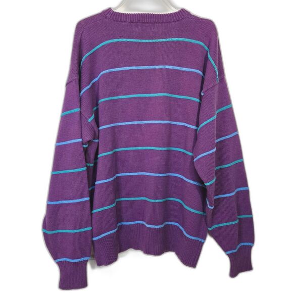 Vtg Jockey Striped Sweater Purple XL - Picture 4 of 5